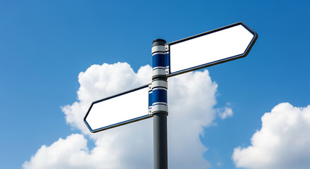 Navigate your future choose wisely with this clear directional signpost against a bright blue sky