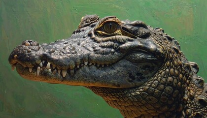 Obraz premium Close-up of a young crocodile's head