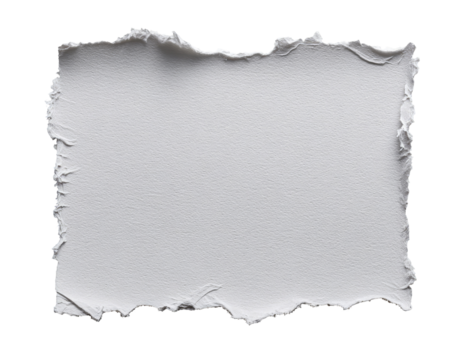 A torn, textured, off-white rectangle