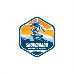 Snowboard logo set - vector illustration  emblem design