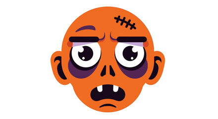 Halloween themed cartoon of a zombie monster with sutures and dark eyes