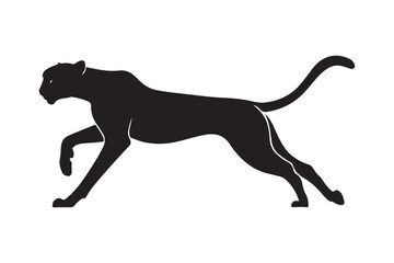 Black silhouette of a panther in motion