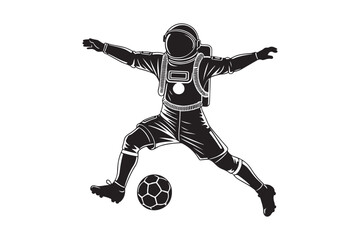 Astronaut playing soccer in space illustration