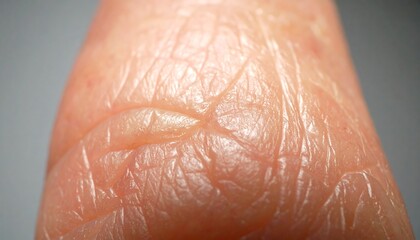 Fototapeta premium Close-up view of wrinkled fingertip skin
