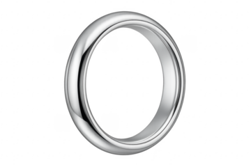 Silver wedding ring rotating on transparent background