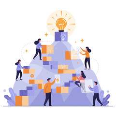 Strategic Teamwork Driving Innovation: Collaborative Idea Development Vector Illustration