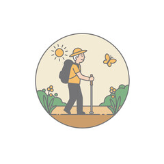 Wellness Journey Vector Illustration for Outdoor Adventure and Mindful Exploration