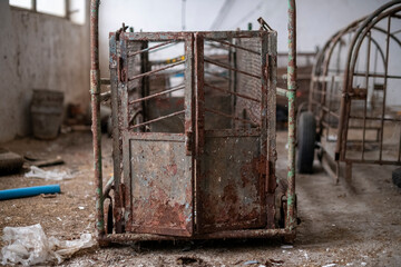 Old Ruined Abandoned Agricultural Farming and Animal Research Laboratory with Equipment
