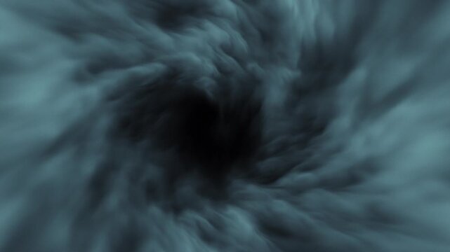  looping dark blue and teal abstract smoke vortex background, a dynamic motion graphic for a cool, sci-fi, or elegant backdrop