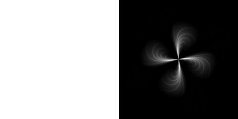 white abstract clover shape with transparent and black background