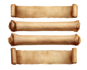 Three antique scrolls arranged vertically
