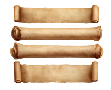 Three antique scrolls arranged vertically