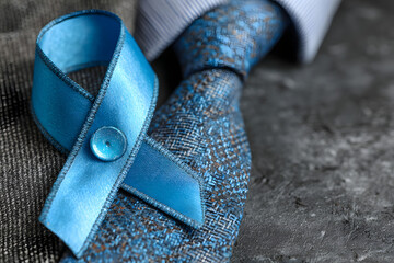 men health Awareness month blue ribbon to support prstate cancer awareness