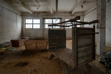 Old Ruined Abandoned Agricultural Farming and Animal Research Laboratory with Equipment