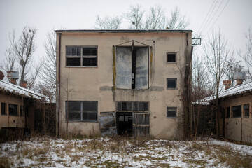 Old Ruined Abandoned Agricultural Farming and Animal Research Laboratory with Equipment