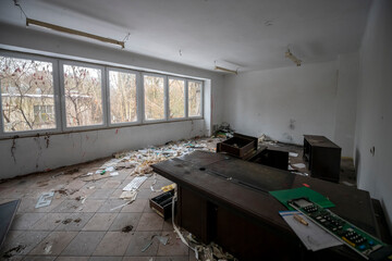 Old Ruined Abandoned Agricultural Farming and Animal Research Laboratory with Equipment