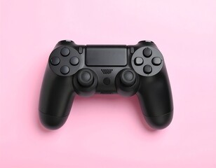 Black game controller on pink background (1)