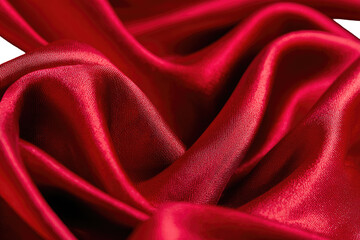 Obraz premium Close-up of rich crimson satin fabric with flowing, draped folds
