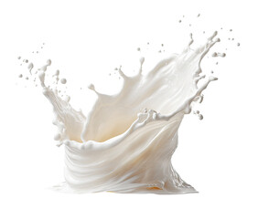Milk splash.  A dynamic milk splash against a black background.  Whitish, creamy liquid bursts outward in a radiating pattern.  Soft, flowing curves
