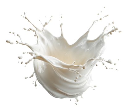 A creamy milk splash against a black background.  