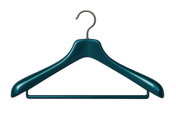 Stylish blue clothes hanger with a sleek design, isolated on a transparent background, ideal for fashion and retail presentations
