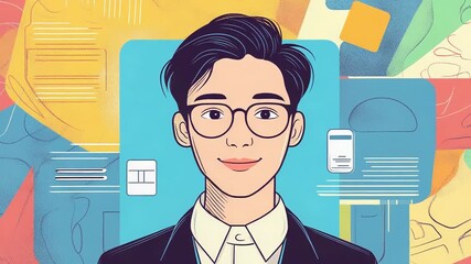 Smiling businessman with glasses using a mobile app for online shopping and banking - Powered by Adobe