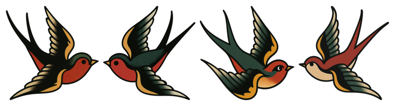 Vintage swallow tattoo design