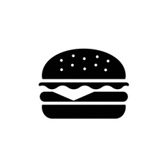 Minimalist Vector Icon of a Classic Hamburger Silhouette, Ideal for Digital Menus and Fast Food Branding