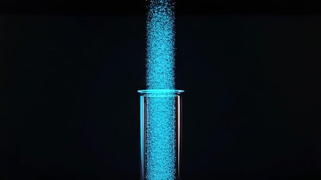 Test tube glowing with magic potion on dark background