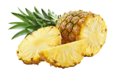 Fresh pineapple slices and whole fruit (4)