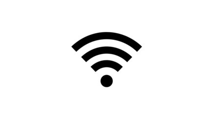 Wifi signal icon indicating wireless internet connection, isolated on transparent background ideal for technology, networking, and connectivity themes, offering a clean and modern design