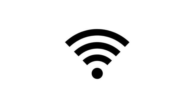 Wifi signal icon indicating wireless internet connection, isolated on transparent background ideal for technology, networking, and connectivity themes, offering a clean and modern design