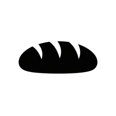 Obraz premium Simple black icon of a bread loaf, bakery symbol for food and baking concepts isolated on white