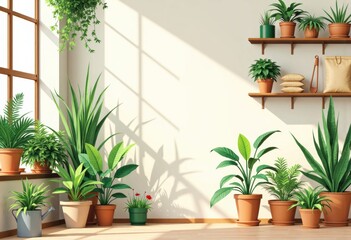 Indoor garden center showcasing a well-organized plant care area with vibrant greenery