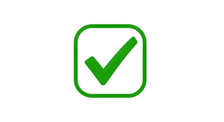 Green check mark in a box isolated on transparent background, symbolizing approval, completion, and positive affirmation, ideal for user interface and graphic design applications