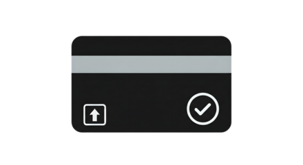 Credit card icon with check mark isolated on transparent background, representing secure payment, financial transaction, and approved credit, used in ecommerce and banking