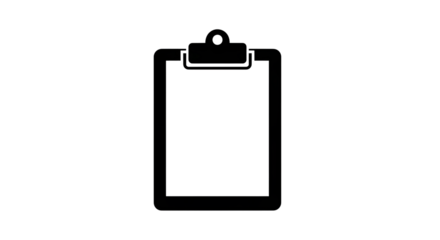 Clipboard isolated on transparent background a black clipboard with a blank paper, often used for taking notes, organizing documents, or presenting information