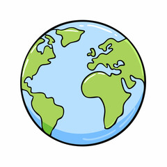 Obraz premium Illustrated globe showing continents of earth from space, a simple and clean graphic representation for educational or informational purposes