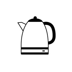 Minimalist black line icon of an electric kettle. Vector graphic symbol for a kitchen home appliance