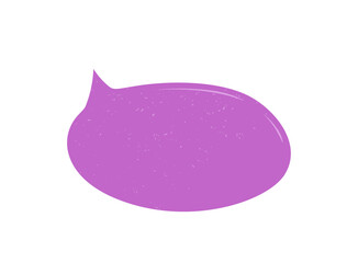 Fluid grunge speech box sticker in a hand drawn balloon form. Purple bubble creates a chat and conversation message element in circle shape, perfect for modern communication and social mockup.