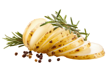 Sliced potato with rosemary and pepper