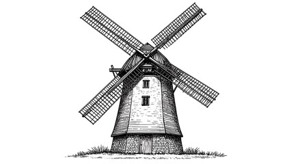 Detailed drawing of a windmill