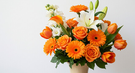 Obraz premium Vibrant orange and white floral arrangement, a stunning bouquet bursting with life and joy