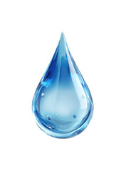 A stylized, detailed depiction of a single water droplet.  