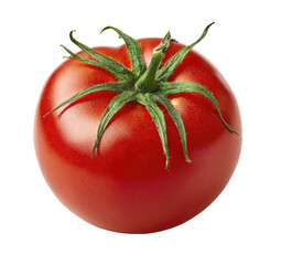 Single, ripe tomato, top view