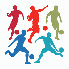 Colorful Silhouettes of Soccer Players in Action