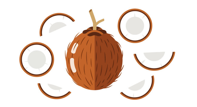 Wholesome coconut arrangement with slices forming a halo around the fruit