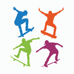 Skateboarder Silhouette Set – Action Poses Collection