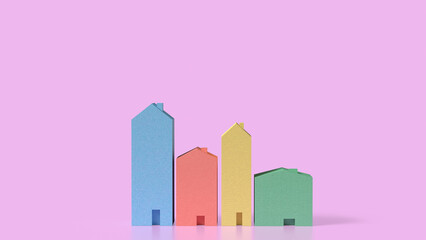 Fototapeta premium The House Multi color for property concept 3d Rendering.