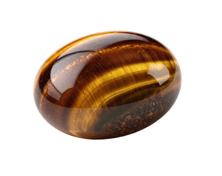 Polished oval tiger's eye gemstone